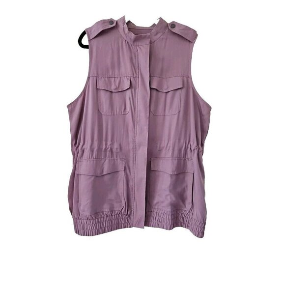 Torrid Utility Vest 12 Sleeveless Zip Drawstring Snap Button Pockets Elastic Hem - Picture 1 of 16